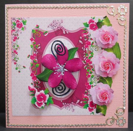 Over the Edge Pink Rose's and Decoupage by Yvonne Middleton