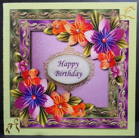 Double Satin Square Frame & Origami Flowers by Yvonne Middleton
