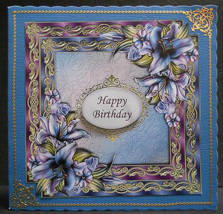 Double Satin Square Frame & Purple Lilies by Yvonne Middleton