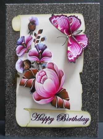 Flowers on a Scroll, Topper with Decoupage by Yvonne Middleton