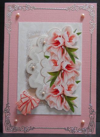 Lace and Blossoms in Peache/ Pink by Yvonne Middleton