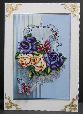 Classic Heritage Roses in Bleu by Yvonne Middleton