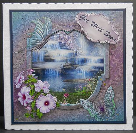 Petunias and Waterfall by Yvonne Middleton