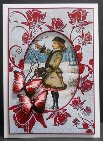 Vintage Winter Girl in Roses Frame by Yvonne Middleton