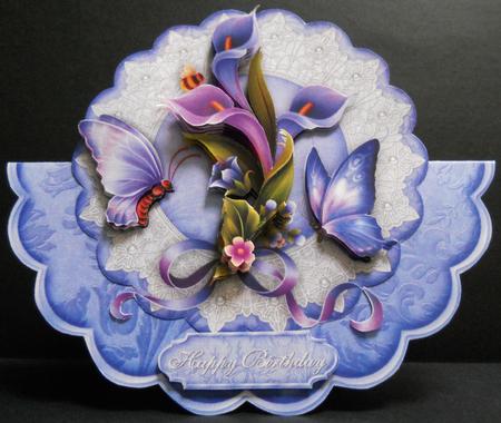 Lilies and Lace in Blue Scallop Wobble Card Mini Kit by Yvonne Middleton