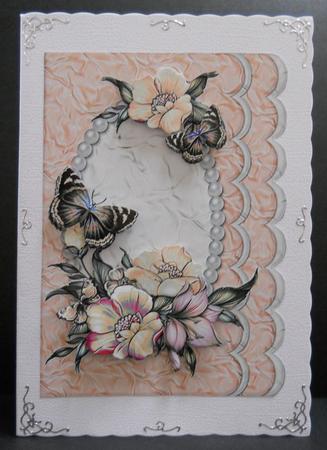 Flowers on a Pearl Frame, Tan by Yvonne Middleton