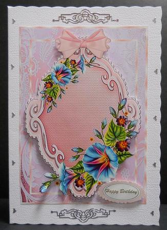 Lovely Morning Glory on a Pink Plaque by Yvonne Middleton