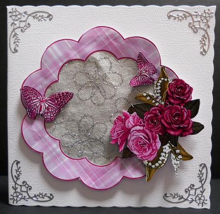 Pink Roses and Butterflies Frame by Yvonne Middleton