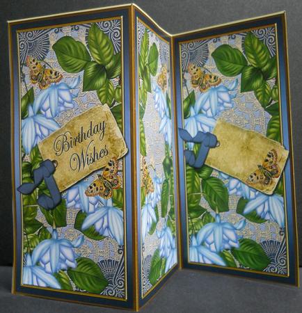 Blue Fushsia Birthday Wishes Quick Tri-fold Card by Yvonne Middleton