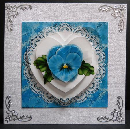 Blue Pansy Flower Heart Shaped Pyramid by Yvonne Middleton