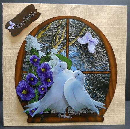 White Doves in Window by Yvonne Middleton