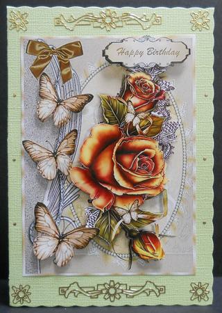 Lovely Copper Roses on a Lace Mat by Yvonne Middleton