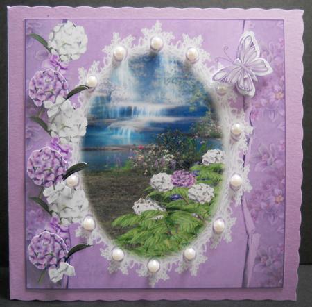 Hydrangea Falls Card Topper 8x8 by Yvonne Middleton