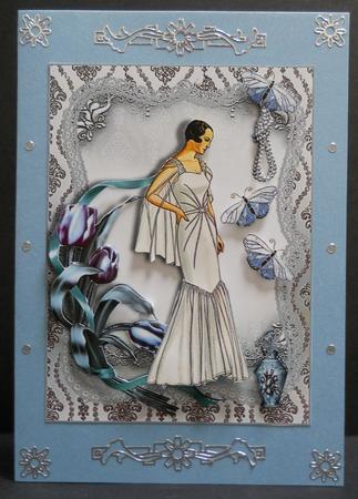 Art Deco Lady in White Shimmering Topper by Yvonne Middleton