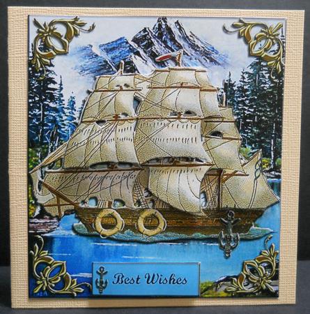 Ship in the Cove with Decoupage by Yvonne Middleton