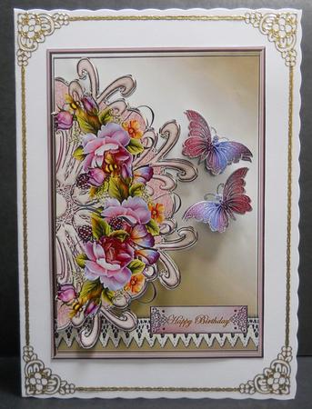 English Roses on Satin and Lace by Yvonne Middleton