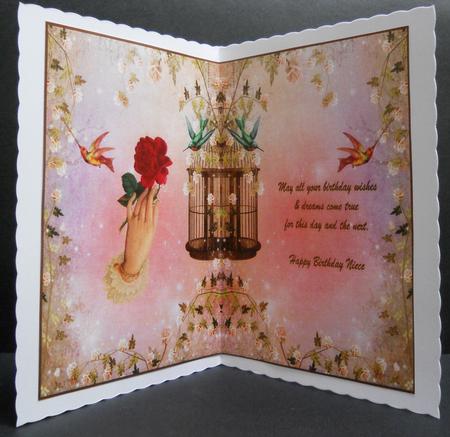 Happy Birthday Niece Vintage Rose Insert by Yvonne Middleton