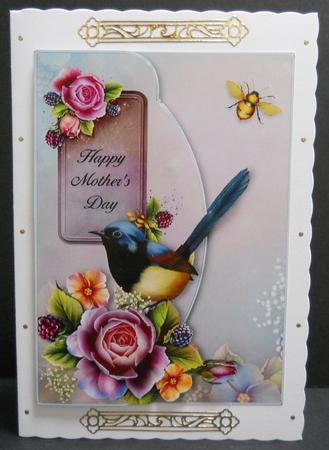 English Roses Scalloped Fancy Edge Mothers Day Card by Yvonne Middleton