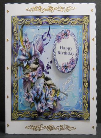 Framed Chickadees and Lilies by Yvonne Middleton