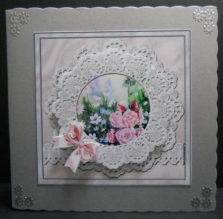 English Garden in Lace Vintage Frame by Yvonne Middleton
