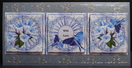Large Dl Card Flowers in Bleu by Yvonne Middleton