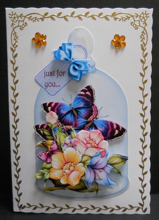 Bell Jar Card Flowers and Butterflies by Yvonne Middleton