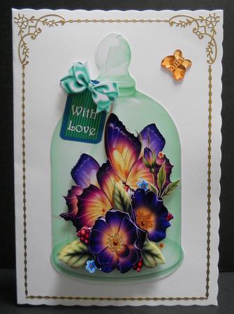 Bell Jar Card Wild Roses and Butterflies by Yvonne Middleton