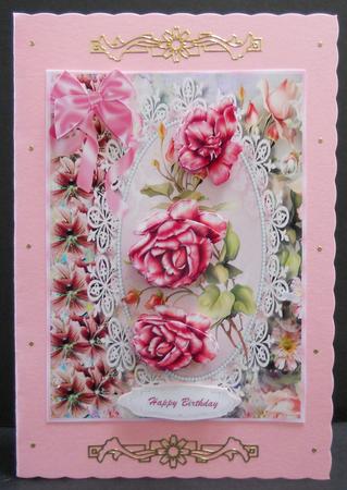 Old English Roses on a Lace Mat by Yvonne Middleton