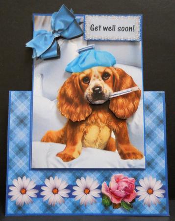 Get Well Soon, Blue Decoupage. No Hole-over the Edge by Yvonne Middleton