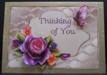 Thinking of You English Rose Card Front by Yvonne Middleton