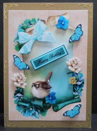 Beautiful Aqua Flower Scroll by Yvonne Middleton