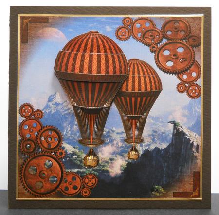 Steampunk Hot Air Balloons - Over the Mountains by Yvonne Middleton