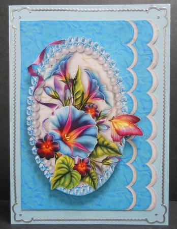 Morning Glory on Pearl Scalloped Frame A4 by Yvonne Middleton