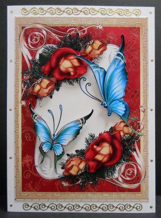 Beautiful Aqua Butterflys on a Crem Plaque by Yvonne Middleton