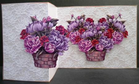 Purple and Pink Floral Arrangement No Hold Fold Back by Yvonne Middleton