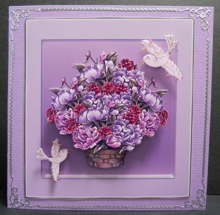 Floral Basket with Birds by Yvonne Middleton
