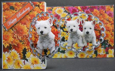 Westie Pups in the Flowers - No Hole Fold Back by Yvonne Middleton