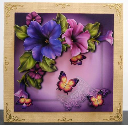 Pretty Purple Petunias & Butterflies by Yvonne Middleton
