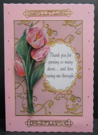 Pink Tulip Thank You 2 by Yvonne Middleton