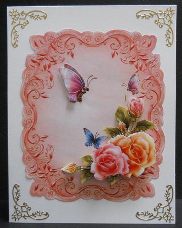 Rosy Glow Roses on Leafy Template Topper by Yvonne Middleton
