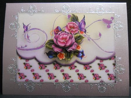 Rose Cluster Faux Envelope Multi Use Card by Yvonne Middleton