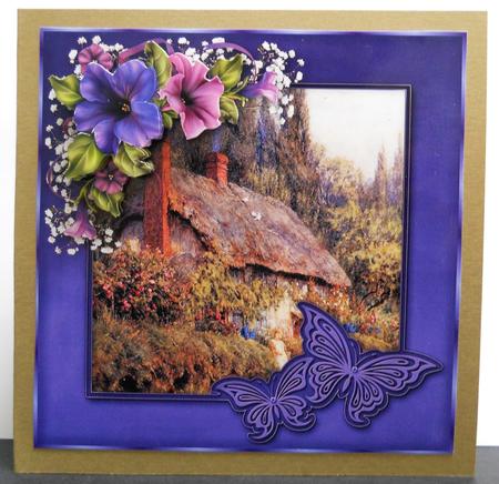 Petunia Heaven 8 " Square Card Front with Step by Step by Yvonne Middleton