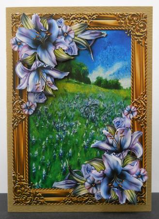 Watercoloured Summer Meadow & Purple Lilies by Yvonne Middleton