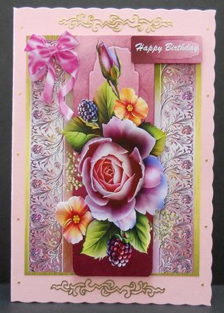Beautiful English Rose on a Lace Panel by Yvonne Middleton