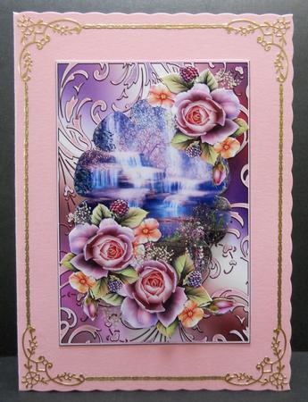 Waterfall & Englishs Roses by Yvonne Middleton