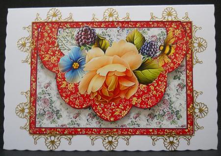 English Roses -faux Envelope Card by Yvonne Middleton