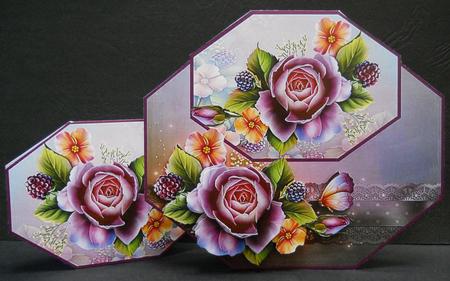 Lilac English Rose Octagon Shaped Card Mini Kit by Yvonne Middleton