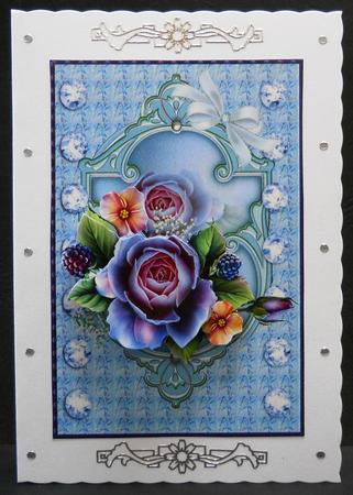 Classic English Roses in Bleu by Yvonne Middleton