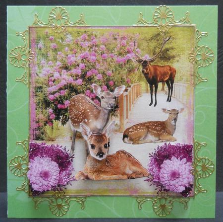 Wild Deer Visiting with Lilac Decoupage by Yvonne Middleton