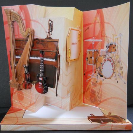 3 Panel Music Lovers Card by Yvonne Middleton